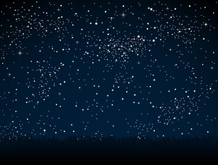 Wall Mural - starry sky with blue glow. shining stars dark sky.