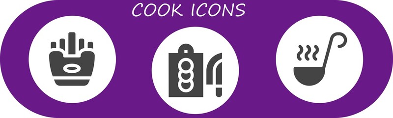 Vector icons pack of 3 filled cook icons