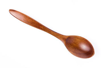 wood spoon isolated on white background.