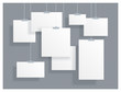 © studioworkstock - Vector collection of hanging empty blank ID cards on transparent background