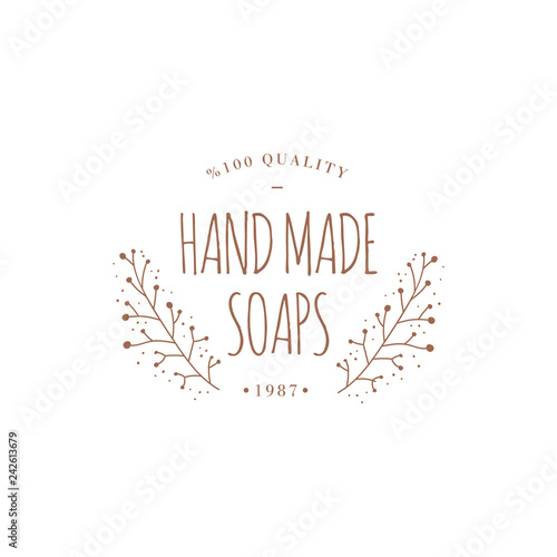 Handmade Soaps Hand Drawn Logo Design Vector Sign Lettering