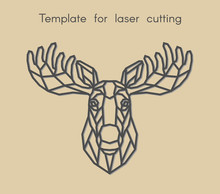 	
Template Animal For Laser Cutting. Abstract Geometric Moose For Cut. Stencil For Decorative Panel Of Wood, Metal, Paper. Vector Illustration.