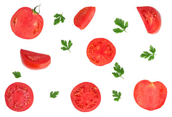 Wall Mural - Tomato sliced isolated on white, top view