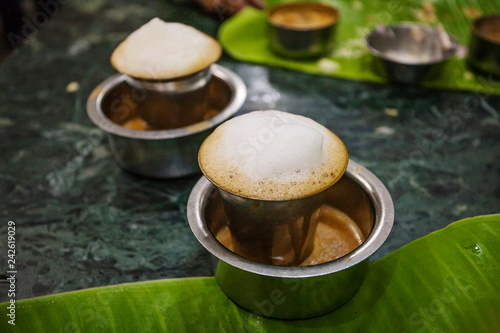 Fotografie, Obraz Traditional Indian Masala tea in metal cup