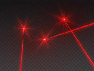 Wall Mural - laser beams isolated on transparent background. abstract red lazer light rays with glow targets. vec