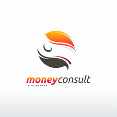 Wall Mural - money consult logo designs concept vector, finance discuss logo symbol