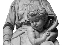 Marble Statue A Child With Her Mother