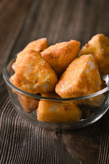 Canvas Print - Brie fritters in glass bowl