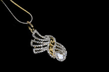 American Diamond Silver Jewelry Chain Pendant Neck Set For Woman Fashion 