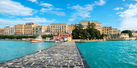 Canvas Print - Seafront of Ortigia. Syracuse, Sicily, Italy