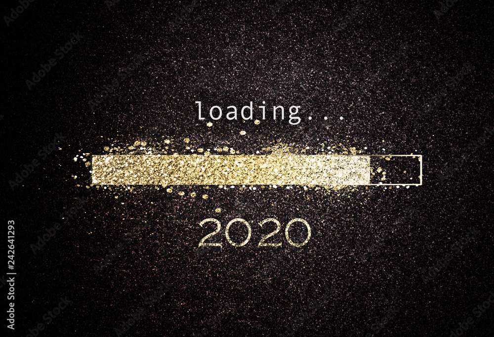 2020 New year background with loading bar - obrazy, fototapety, plakaty 