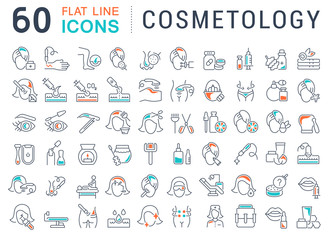 Poster - Set Vector Line Icons of Cosmetology.