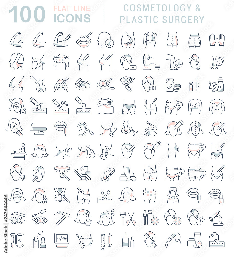 Set Vector Line Icons of Cosmetology and Plastic Surgery. Stock Vector ...