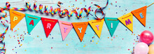 Festive Partytime Panorama Banner With Bunting