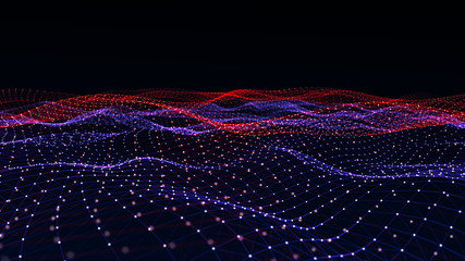 Wall Mural - abstract digital background with cybernetic particles. plexus geometric effect big data with compoun