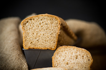 rye homemade toaster bread in a metal form