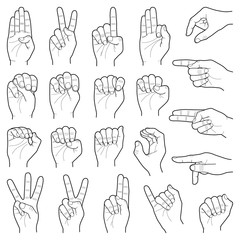 Wall Mural - Hand collection - vector line illustration