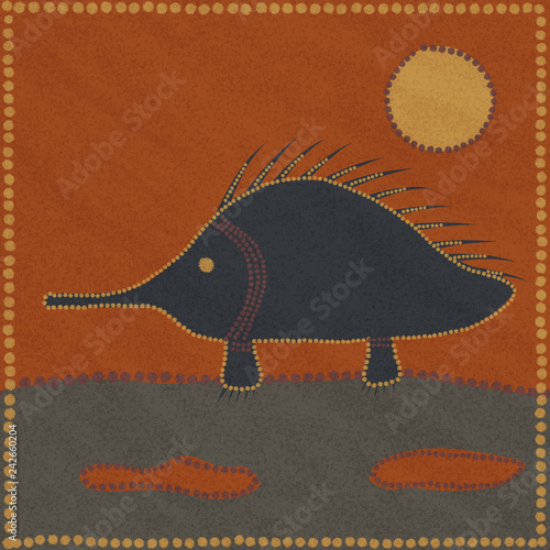 Australian Aboriginal Styled Dot Painting Artwork Echidna