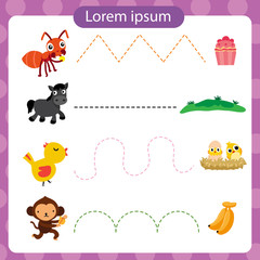 Wall Mural - animals worksheet vector design