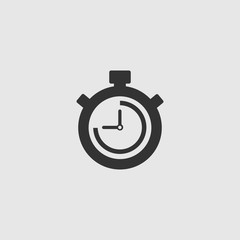 Wall Mural - Stopwatch Vector Icon. The 45 seconds, minutes stopwatch icon on gray background.