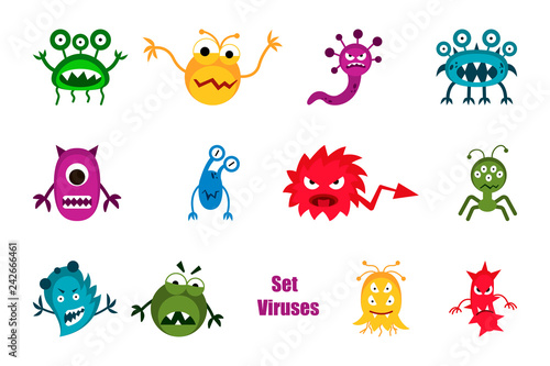 Bacteria And Germs Colorful Set Micro Organisms Disease Causing Objects Bacteria Viruses Pandemic Microbes Fungi Vector Isolated Cartoon Biological Icons Buy This Stock Vector And Explore Similar Vectors At Adobe Stock Adobe
