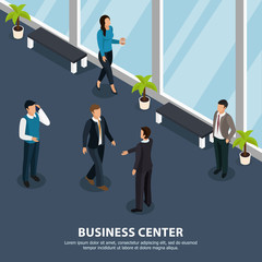 Wall Mural - Business Center Isometric People Illustration