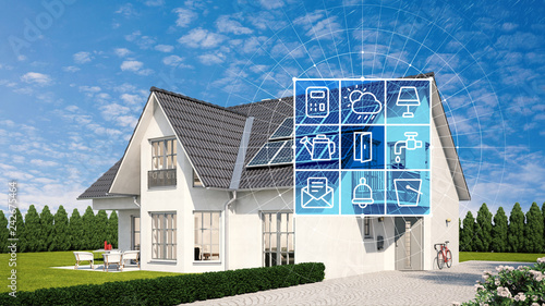 Fotomural Haus und Garten mit Smart Home Technologie