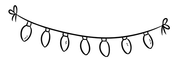 Light bulbs garland doodle. Vector isolated sketch