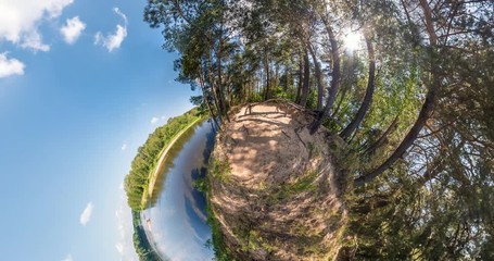 Wall Mural - little planet transformation with curvature of space. full flyby panorama with rise up into the sky 