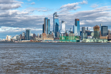  Hudson Yards skyscrapers and Manhattan skyline in New York City as seen from Jersey City