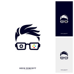 Wall Mural - Geek Games Leaf Logo Concept Vector. Game Geek Logo Template - Vector