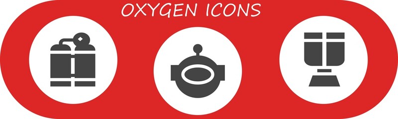 Wall Mural - Vector icons pack of 3 filled oxygen icons