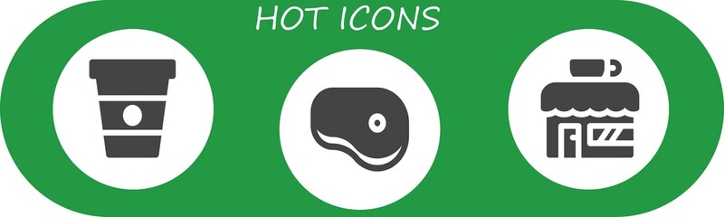 Vector icons pack of 3 filled hot icons