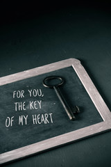 Poster - text for you the key of my heart in a chalkboard