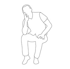 Wall Mural - sketch of a man sitting, lines