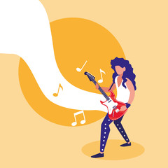 Sticker - rocker man playing electric guitar