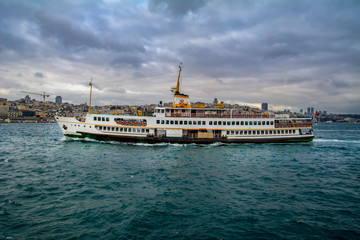 Wall Mural - Bosporus strait with turkish steamship