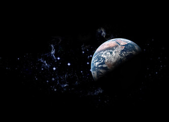 Wall Mural - planet earth among deep dark space with stars and nebulae. elements of this image furnished by nasa.