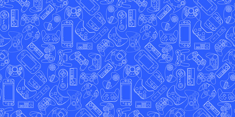 video game controller background gadgets seamless pattern