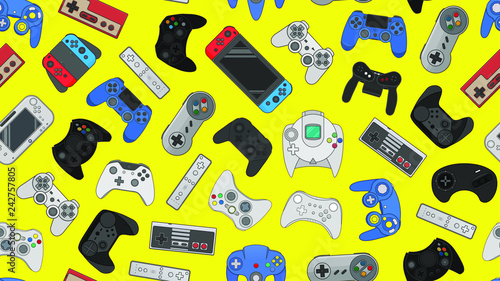 Fotomural Video game controller background Gadgets seamless pattern