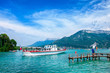 Lake Annecy in the valley of the French Alps France.