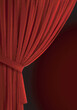 Red curtain background.