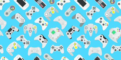 Poster - Video game controller gamepad background Gadgets seamless pattern