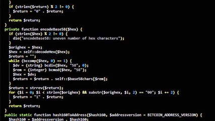 a simple source code text animation from a public domain project. useful as texture / overlay or ins