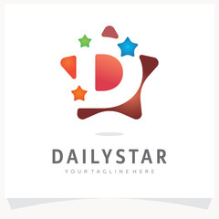 Sticker - Letter D Logo Design with Colorful Star, Logo Design Template Inspiration, App Icon Design