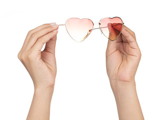 Canvas Print - Heart shaped sunglasses isolated on white background