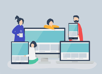 Wall Mural - people with web design concept illustration