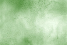 Green Ink And Watercolor Textures On White Paper Background. Paint Leaks And Ombre Effects. Hand Painted Abstract Image.