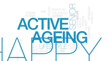 Sticker - Active ageing animated word cloud. Kinetic typography.