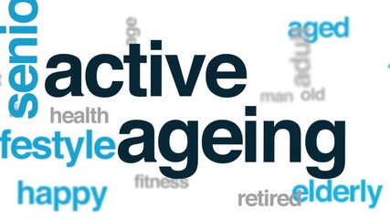 Sticker - Active ageing animated word cloud. Kinetic typography.